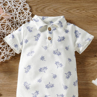 Load image into Gallery viewer, Baby Unisex Plant Muslin&amp;Ribbed Print Rompers Wholesale 220610470
