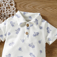 Load image into Gallery viewer, Baby Unisex Plant Muslin&amp;Ribbed Print Rompers Wholesale 220610470
