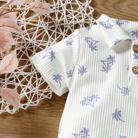 Load image into Gallery viewer, Baby Unisex Plant Muslin&amp;Ribbed Print Rompers Wholesale 220610470
