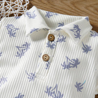 Load image into Gallery viewer, Baby Unisex Plant Muslin&amp;Ribbed Print Rompers Wholesale 220610470
