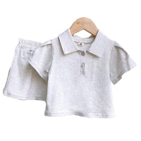 Load image into Gallery viewer, 2 Pieces Set Baby Kid Girls Solid Color Polo Shirts And Shorts Wholesale 220610473
