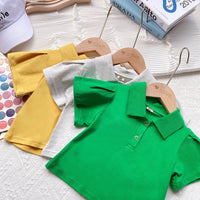 Load image into Gallery viewer, 2 Pieces Set Baby Kid Girls Solid Color Polo Shirts And Shorts Wholesale 220610473
