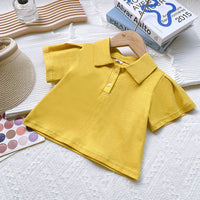 Load image into Gallery viewer, 2 Pieces Set Baby Kid Girls Solid Color Polo Shirts And Shorts Wholesale 220610473
