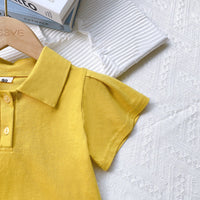 Load image into Gallery viewer, 2 Pieces Set Baby Kid Girls Solid Color Polo Shirts And Shorts Wholesale 220610473
