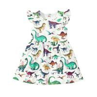 Load image into Gallery viewer, Baby Kid Girls Letters Dinosaur Animals Cartoon Print Dresses Wholesale 22061065

