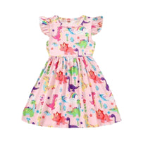 Load image into Gallery viewer, Baby Kid Girls Letters Dinosaur Animals Cartoon Print Dresses Wholesale 22061065
