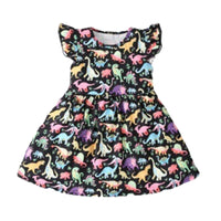 Load image into Gallery viewer, Baby Kid Girls Letters Dinosaur Animals Cartoon Print Dresses Wholesale 22061065
