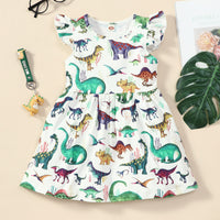 Load image into Gallery viewer, Baby Kid Girls Letters Dinosaur Animals Cartoon Print Dresses Wholesale 22061065
