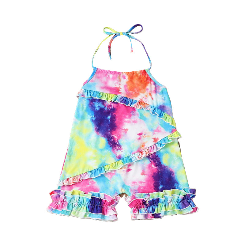 Baby Kid Girls Tie Dye Print Jumpsuits Wholesale 22061088