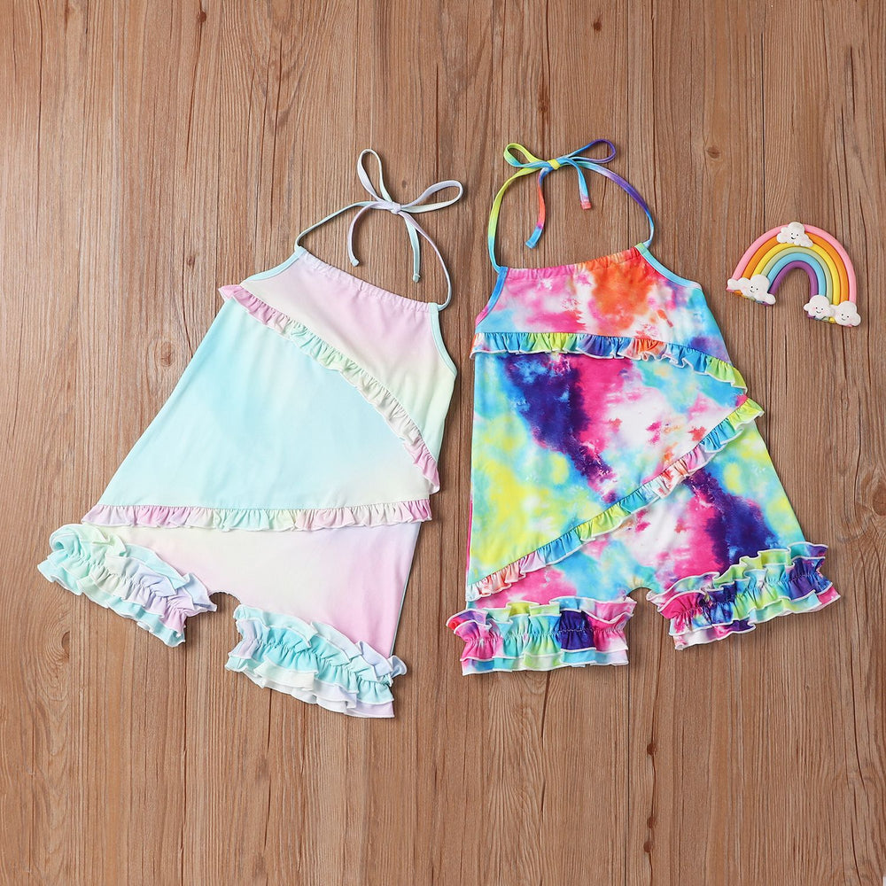 Baby Kid Girls Tie Dye Print Jumpsuits Wholesale 22061088