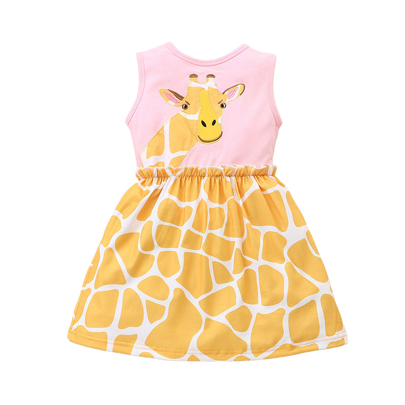 Baby Kid Girls Animals Cartoon Print Dresses Wholesale 22061090