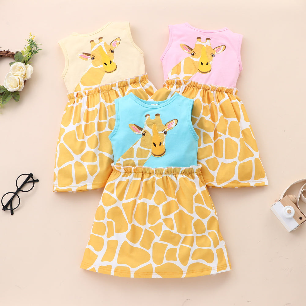 Baby Kid Girls Animals Cartoon Print Dresses Wholesale 22061090