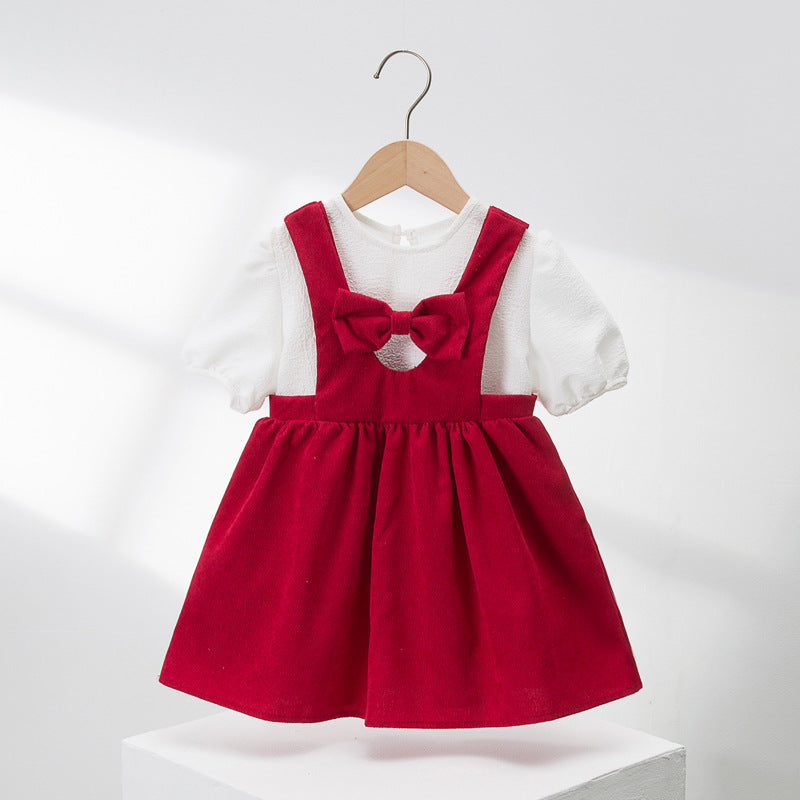 2 Pieces Set Baby Kid Girls Solid Color Tops And Dresses Wholesale 220606257