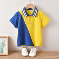 Load image into Gallery viewer, 2 Pieces Set Baby Kid Boys Color-blocking Polo Shirts And Camo Shorts Wholesale 220531287
