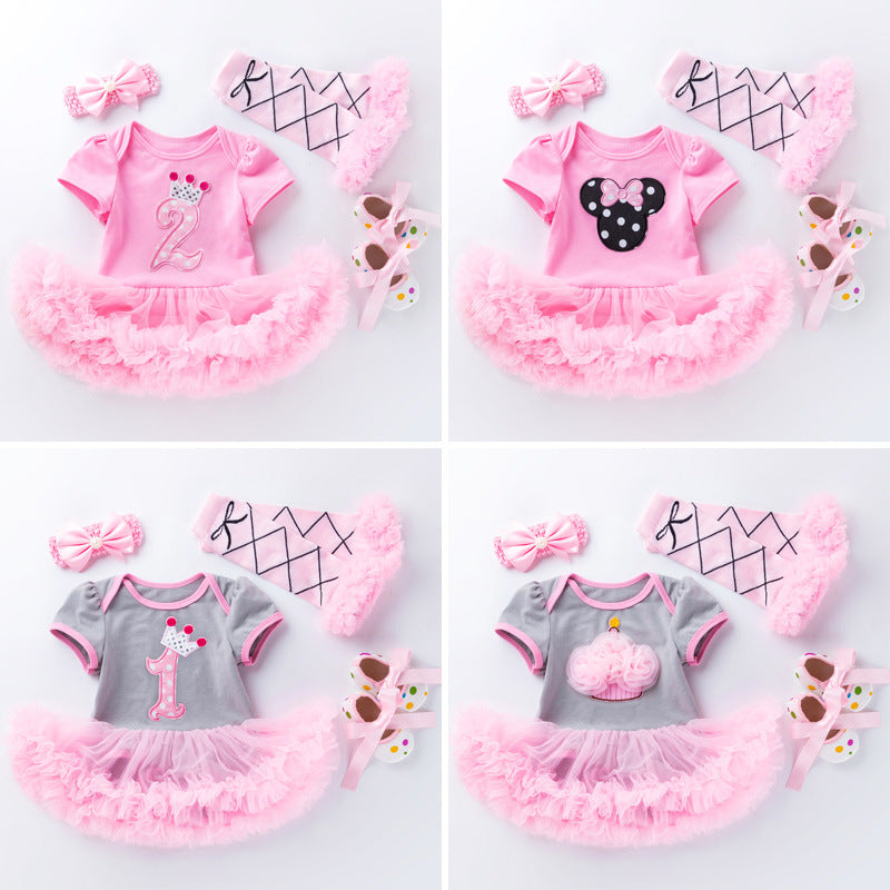 Baby Girls Cartoon Embroidered Alphabet Dresses Wholesale 22052401