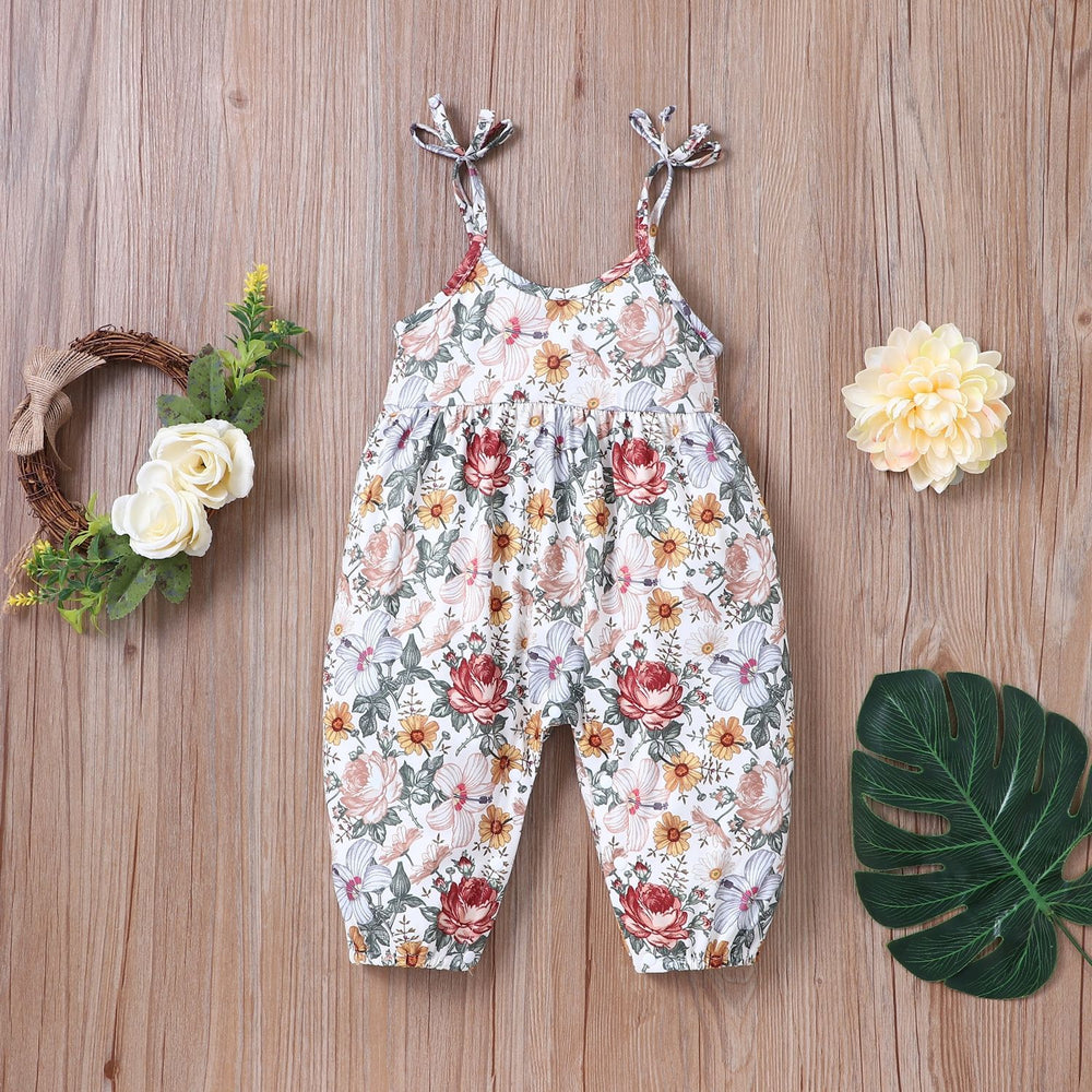 Baby Girls Flower Print Jumpsuits Wholesale 22061096