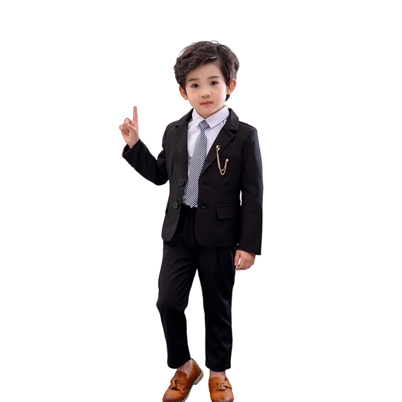 2 Pieces Set Baby Kid Boys Dressy Birthday Party Solid Color Jackets Outwears And Pants Wholesale 22061312