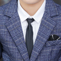 Load image into Gallery viewer, 4 Pieces Set Baby Kid Boys Dressy Birthday Party Solid Color Shirts And Checked Jackets Outwears And Pants And Bow Others accessories Wholesale 22061316
