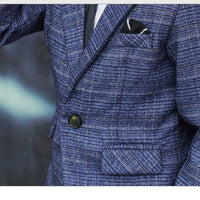 Load image into Gallery viewer, 4 Pieces Set Baby Kid Boys Dressy Birthday Party Solid Color Shirts And Checked Jackets Outwears And Pants And Bow Others accessories Wholesale 22061316
