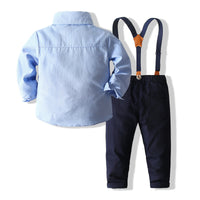 Load image into Gallery viewer, 2 Pieces Set Baby Kid Boys Dressy Bow Shirts And Solid Color Jumpsuits Wholesale 220613374

