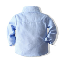 Load image into Gallery viewer, 2 Pieces Set Baby Kid Boys Dressy Bow Shirts And Solid Color Jumpsuits Wholesale 220613374
