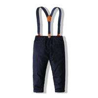 Load image into Gallery viewer, 2 Pieces Set Baby Kid Boys Dressy Bow Shirts And Solid Color Jumpsuits Wholesale 220613374
