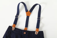 Load image into Gallery viewer, 2 Pieces Set Baby Kid Boys Dressy Bow Shirts And Solid Color Jumpsuits Wholesale 220613374
