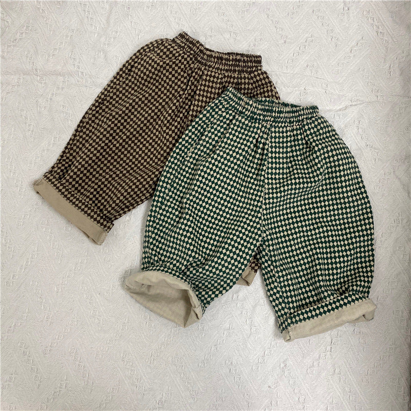 Baby Kid Unisex Checked Pants Wholesale 220613376