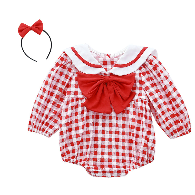 Baby Girls Checked Rompers Wholesale 220613379