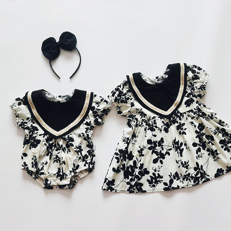 Baby Kid Girls Flower Print Rompers And Dresses Wholesale 220613411