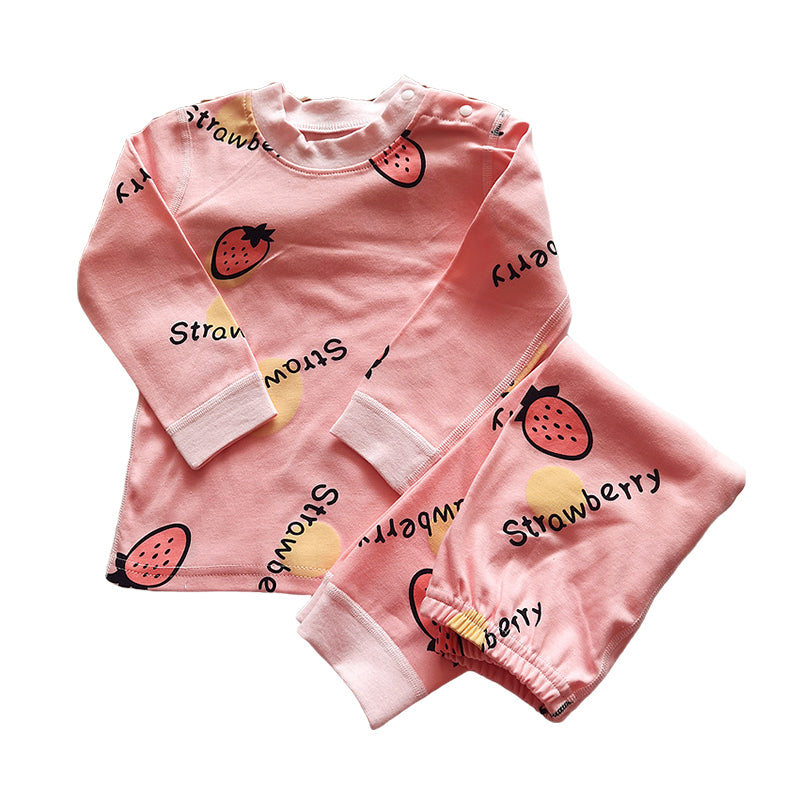2 Pieces Set Baby Kid Unisex Fruit Animals Cartoon Print Tops And Pants Sleepwears Wholesale 220613416