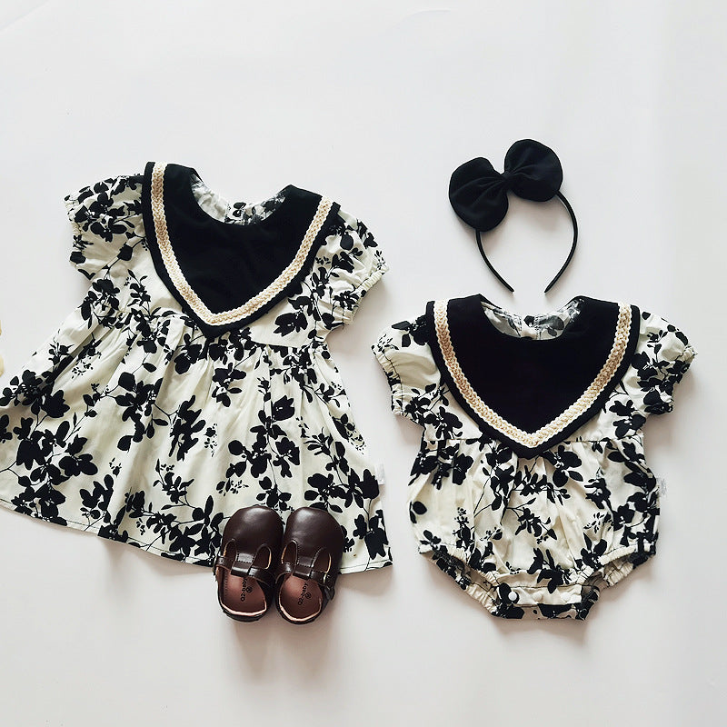 Baby Kid Girls Flower Print Rompers And Dresses Wholesale 220613422