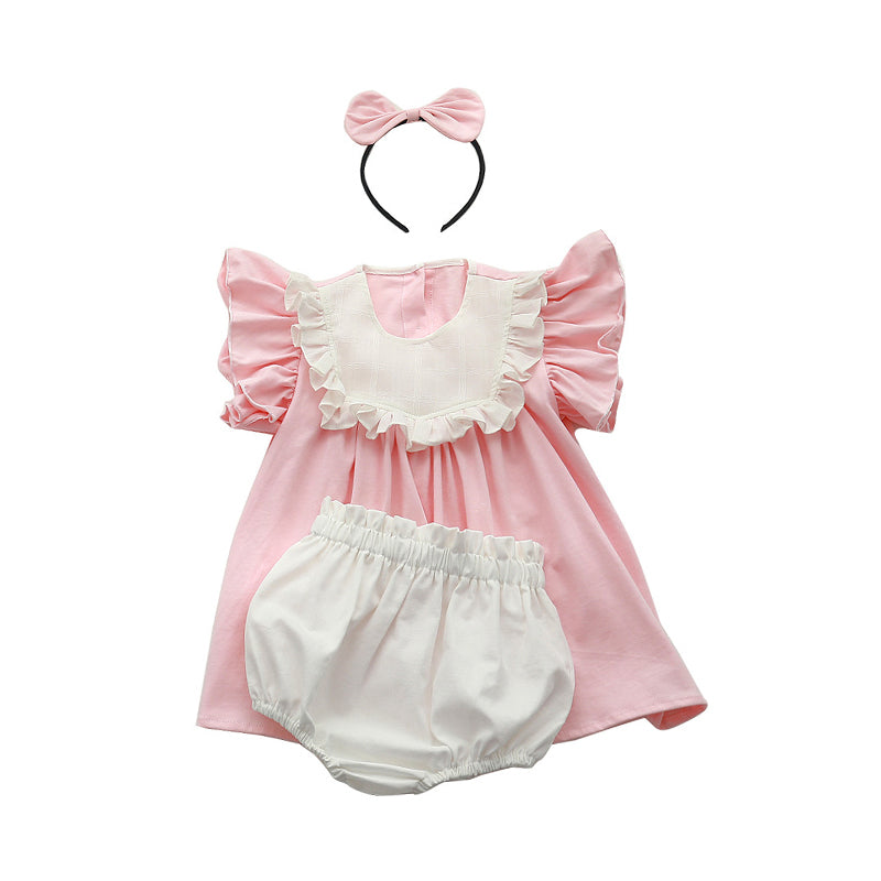 Baby Kid Girls Color-blocking Rompers Dresses Wholesale 220613424