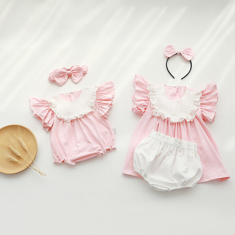 Baby Kid Girls Color-blocking Rompers Dresses Wholesale 220613424