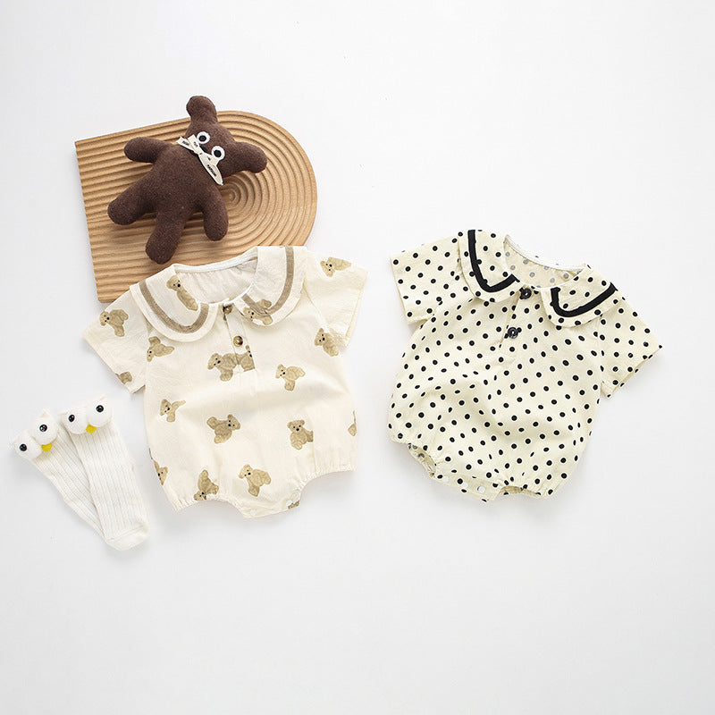 Baby Girls Polka dots Animals Print Rompers Wholesale 220613429