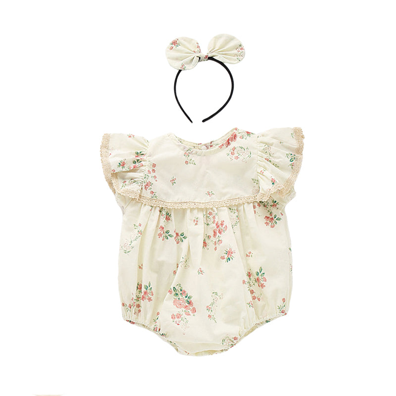 Baby Kid Girls Flower Print Rompers Dresses Wholesale 220613430