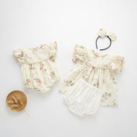 Load image into Gallery viewer, Baby Kid Girls Flower Print Rompers Dresses Wholesale 220613430
