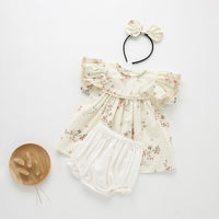 Load image into Gallery viewer, Baby Kid Girls Flower Print Rompers Dresses Wholesale 220613430
