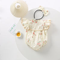 Load image into Gallery viewer, Baby Kid Girls Flower Print Rompers Dresses Wholesale 220613430
