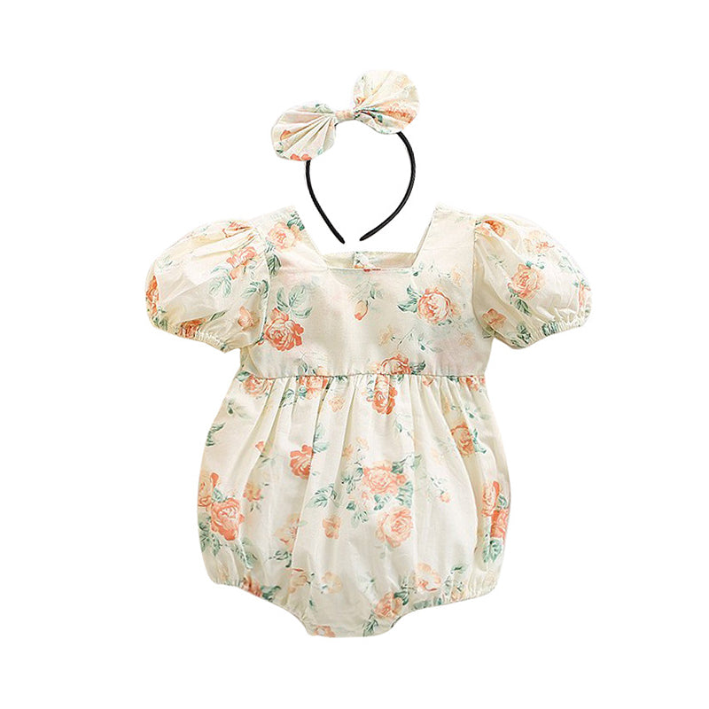 Baby Kid Girls Flower Print Rompers Dresses Wholesale 220613439