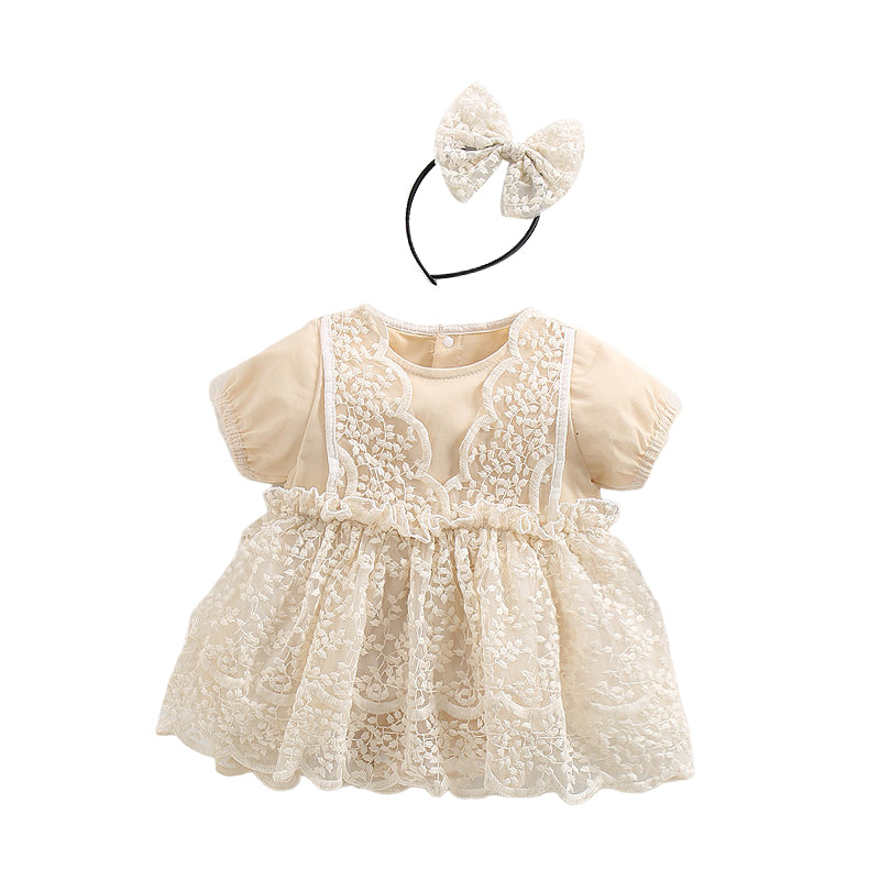 Baby Kid Girls Flower Lace Embroidered Rompers Dresses Wholesale 220613441