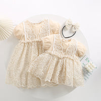 Load image into Gallery viewer, Baby Kid Girls Flower Lace Embroidered Rompers Dresses Wholesale 220613441
