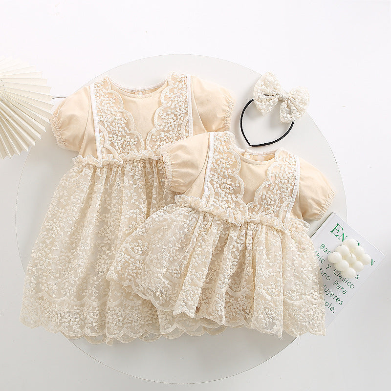 Baby Kid Girls Flower Lace Embroidered Rompers Dresses Wholesale 220613441