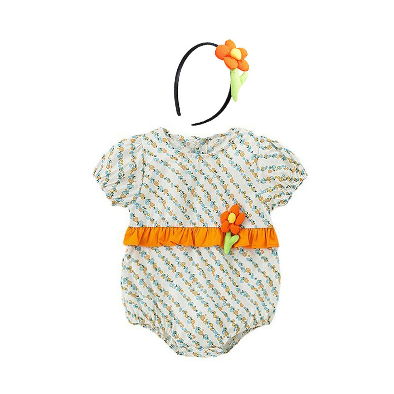 Baby Kid Girls Flower Print Rompers Dresses Wholesale 220613443