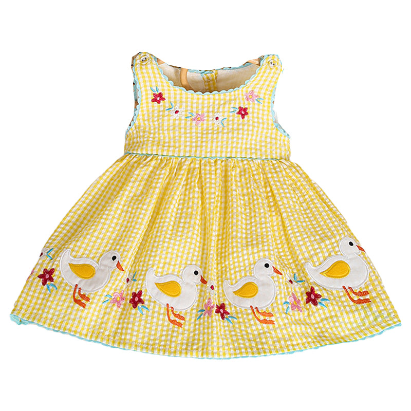 Baby Kid Girls Flower Checked Animals Embroidered Dresses Wholesale 220613444
