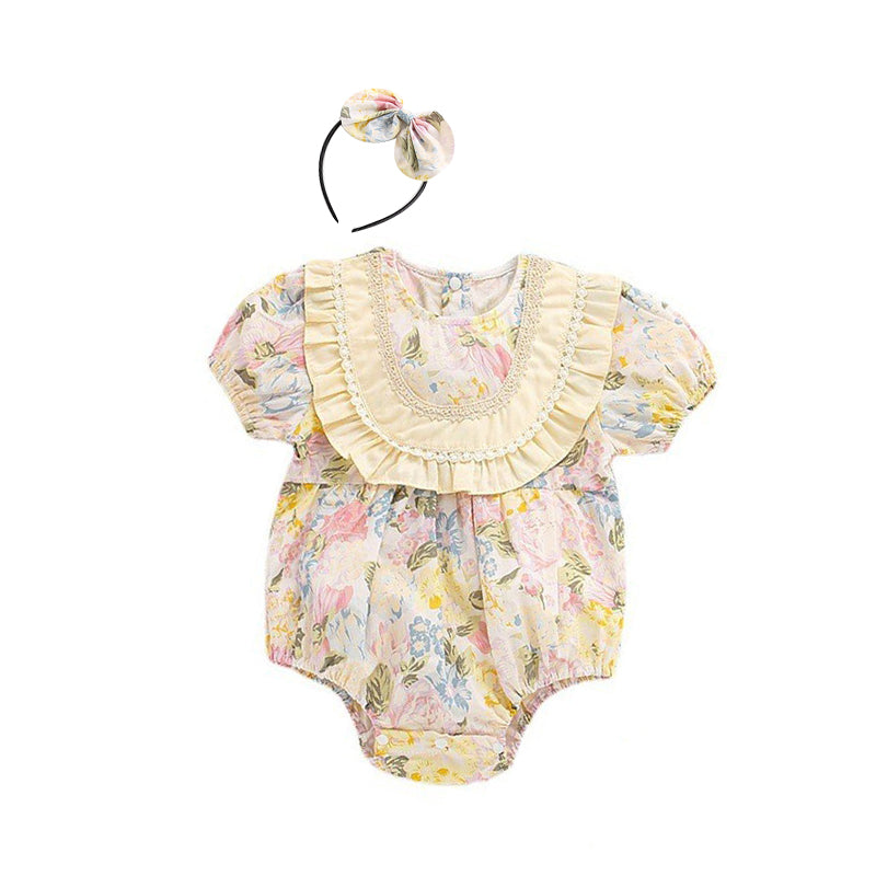 Baby Kid Girls Flower Print Rompers Dresses Wholesale 220613446