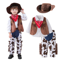 Load image into Gallery viewer, 5 Pieces Set Baby Kid Boys Solid Color Shirts And Vests Waistcoats And Print Pants And Scarves And Hats Wholesale 220616101

