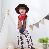 Load image into Gallery viewer, 5 Pieces Set Baby Kid Boys Solid Color Shirts And Vests Waistcoats And Print Pants And Scarves And Hats Wholesale 220616101
