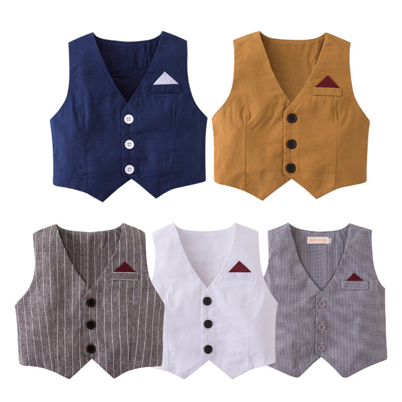 Baby Kid Boys Solid Color Striped Vests Waistcoats Wholesale 220616122