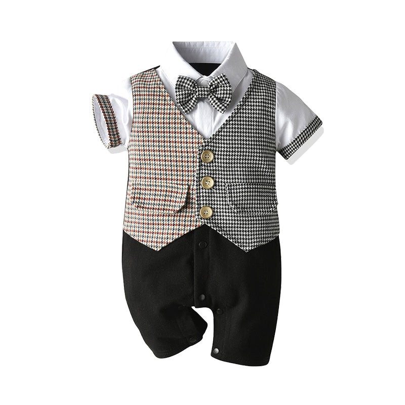 Baby Boys Color-blocking Checked Jumpsuits Wholesale 220616140